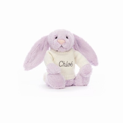 Jellycat Bashful Lilac Konijn with Cream Jumper | SU7580213